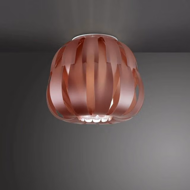 Plafoniera IPERBRIKO in metallo rosa con design moderno a cupola, L: 29 cm, H: 23 cm