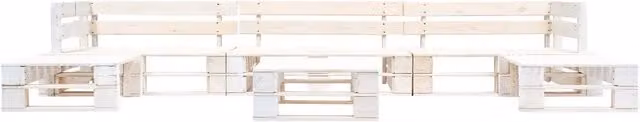 Set di divani da giardino vidaXL in legno di pino bianco con cuscini, composizione a L con tavolino e pouf, 6 pezzi