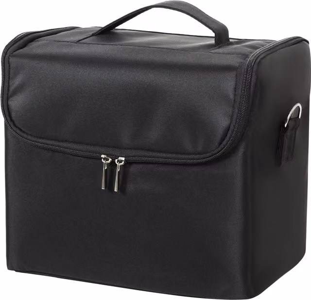 Beauty Case da Trucco HOMCOM con 4 Contenitori Rimovibili, Tracolla e Maniglia, Nero – 1