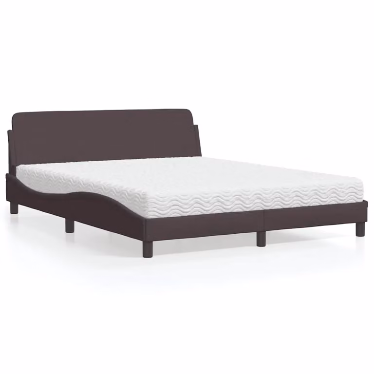 Letto con Materasso Dover vidaXL in Tessuto Marrone e Bianco L/P/H: 200 x 160 x 218 cm