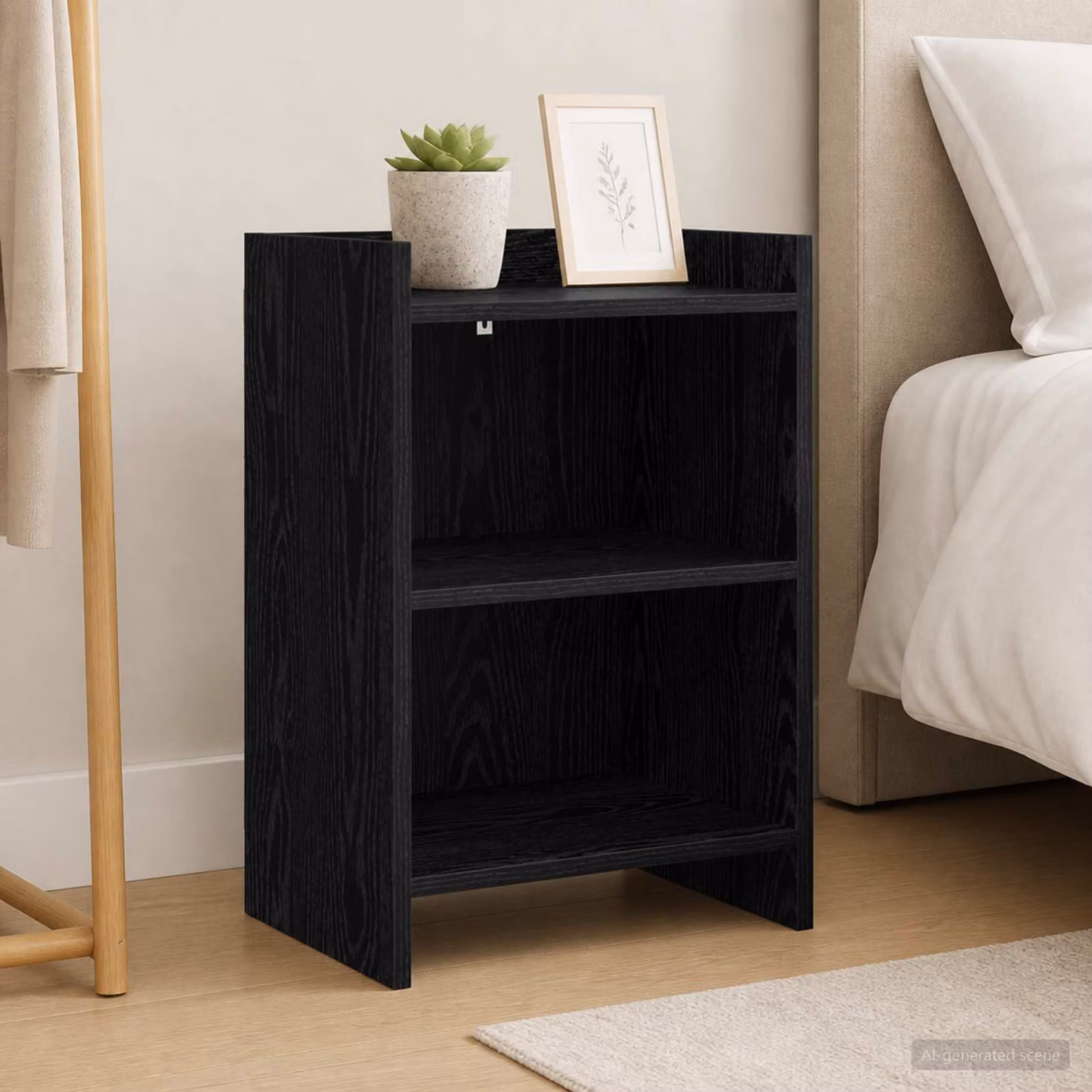 Comodino moderno vidaXL in legno MDF nero opaco L 40 x P 30 x H 60 cm