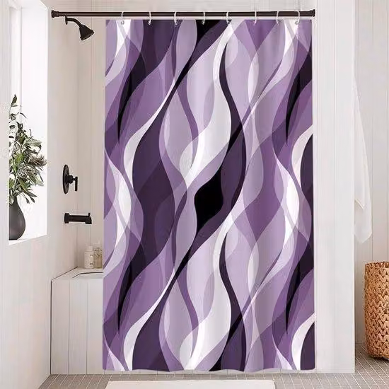 Schermo doccia geometrico - antimuffa - 1 pezzo - poliestere - 120 x 180 cm