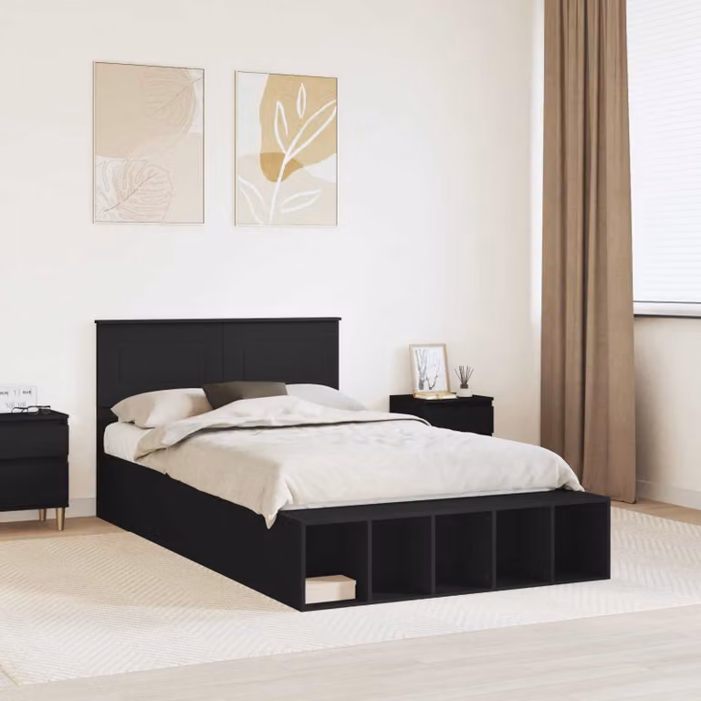 Struttura del letto moderna vidaXL in legno ingegnerizzato nero L/P: 120 x 200 cm