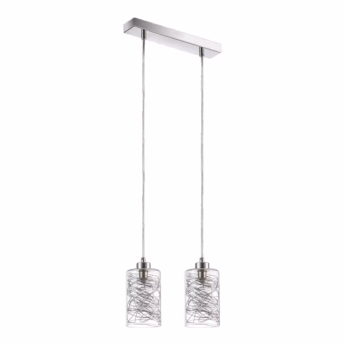 Luce a sospensione KNITT 2xG9/33W, cromo/argento L: 300, L: 100, H: 1250, dimmerabile