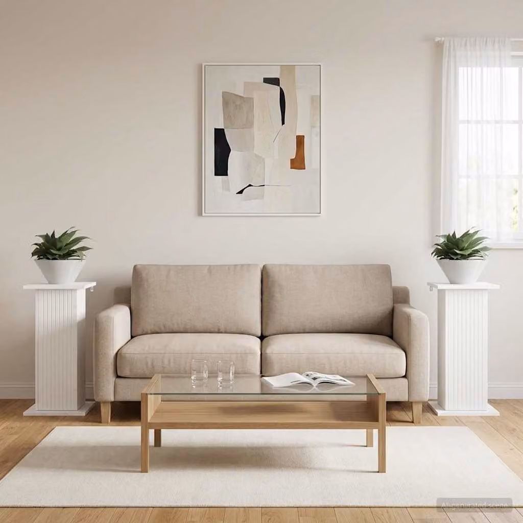 Set di 2 supporti per piante vidaXL in legno MDF bianco, L/P/H: 30,5 x 30,0 x 60,5 cm