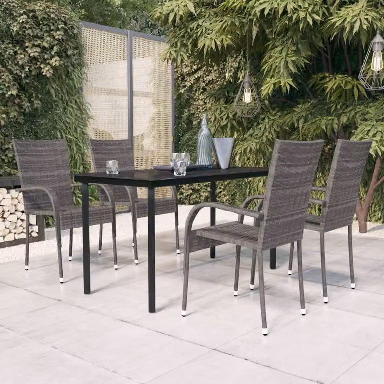 Maison Exclusive - Set da pranzo da giardino a 5 pezzi, grigio e nero