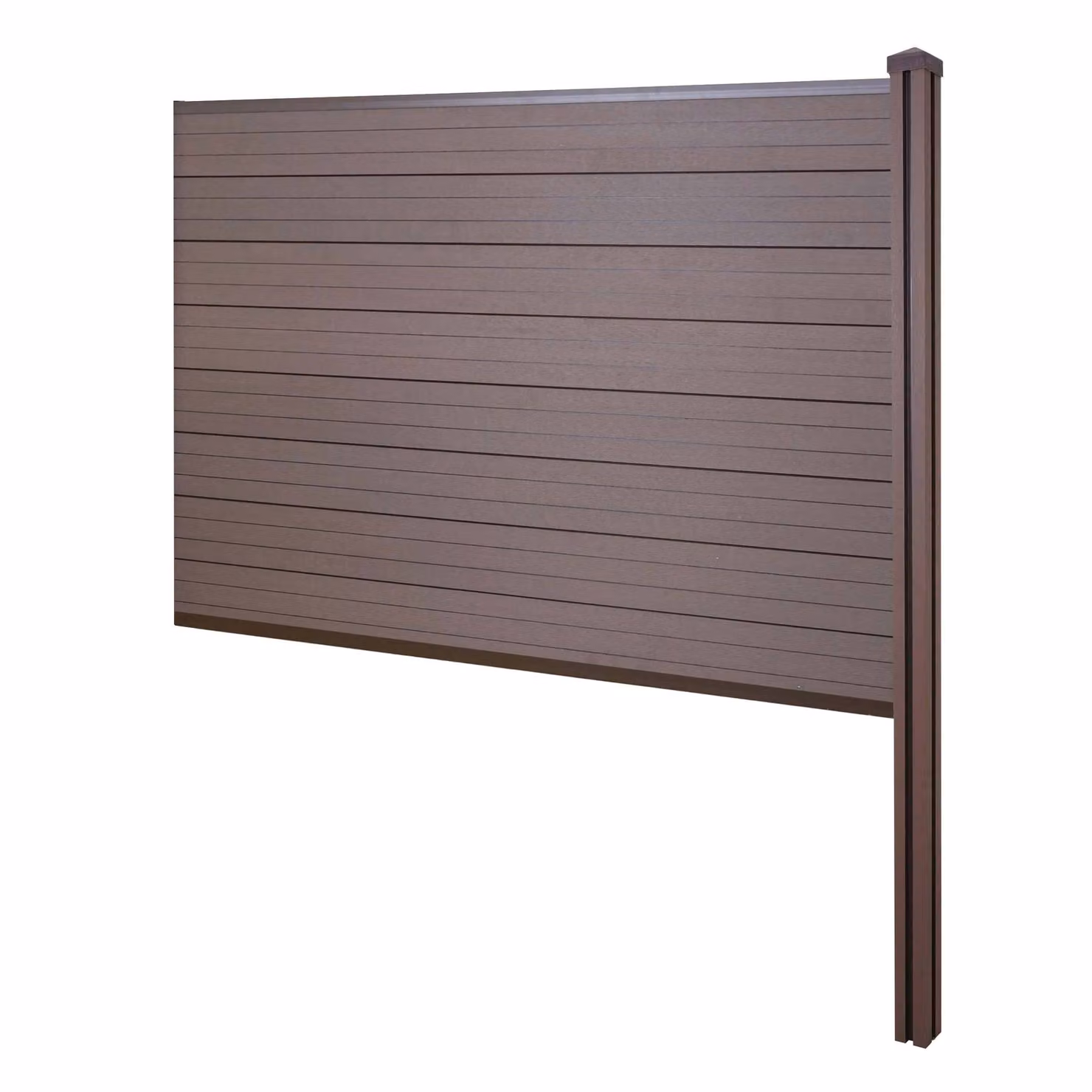 Schermo privacy in WPC Sarthe, recinzione frangivento, palo in WPC da incassare nel calcestruzzo ~ elemento di prolunga, 188 cm marrone