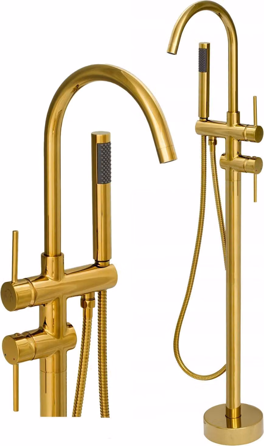 Granitan - Miscelatore vasca - Rubinetto vasca altezza 114 cm - Miscelatore oro - ottone - KIVO