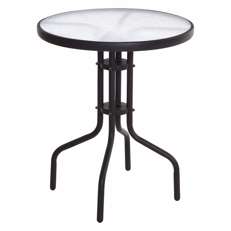 Tavolo in metallo e vetro nero - Ø 60 cm - Modello: RUND
