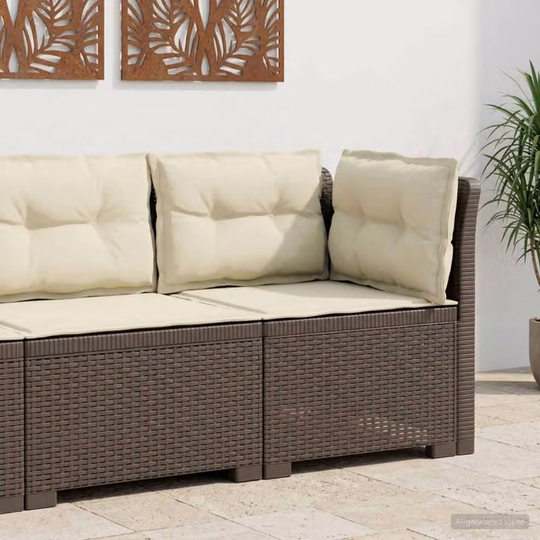 Divano da giardino a 1 posto con cuscini vidaXL in aspetto rattan con colori grigio e beige