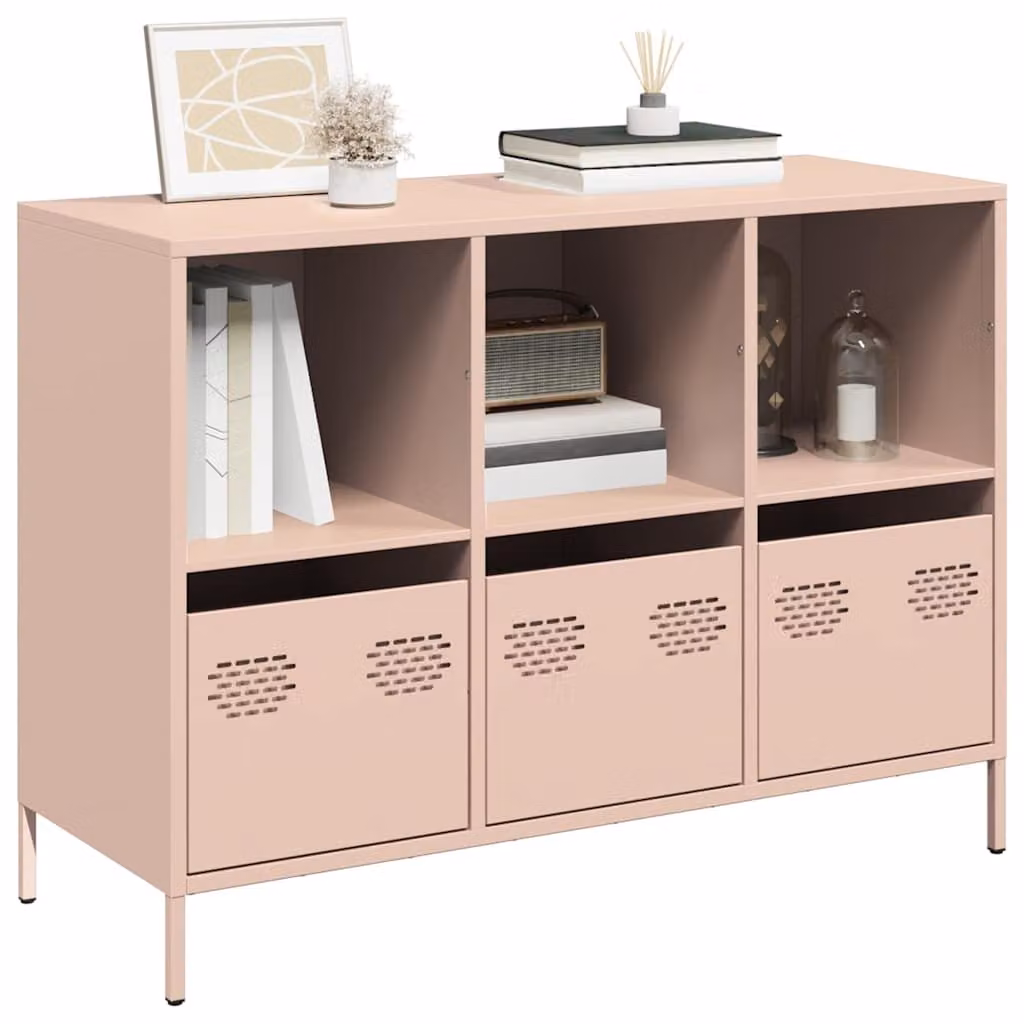 vidaXL Credenza Rosa in Acciaio Laminato a Freddo L: 101,5 cm, P: 39 cm, H: 73,5 cm