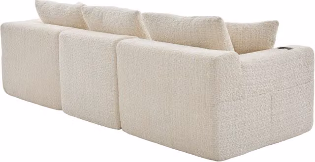Divano modulare moderno 3 posti con schiuma memory, porta bevande e tasca laterale, chaise longue angolare senza braccioli, 261×165×80,5 cm