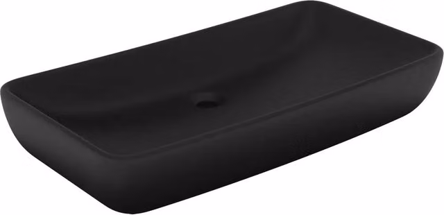 Lavandino-Lavello Lusso Rettangolare Nero Opaco 71x38 cm in Ceramica