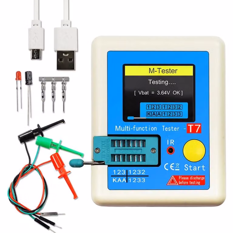 Tester per transistor TFT, misuratore LCR e ESR, compatibile con transistor NPN, PNP e MOSFET, e componenti IR