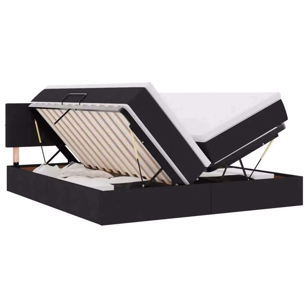 vidaXL Letto con Contenitore Moderno in Pelle Sintetica Nera L/P: 180 x 200 cm – 2