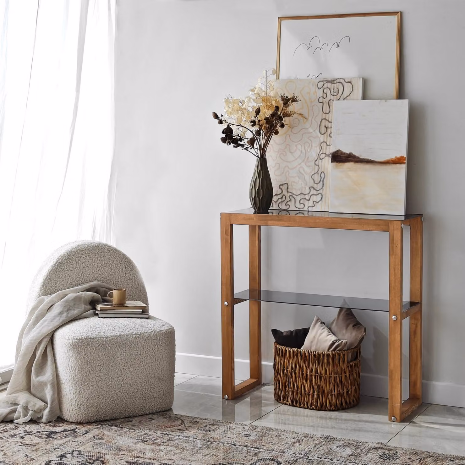 Skye Decor, Via - Chestnut, cassettiera, 100% LEGNO MASSICCIO, noce, 85 x 31 x 85 cm