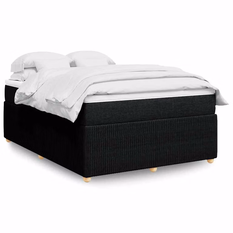 vidaXL Giroletto a Molle con Materasso Ibrido in Tessuto Nero L/P/H: 140 x 190 cm