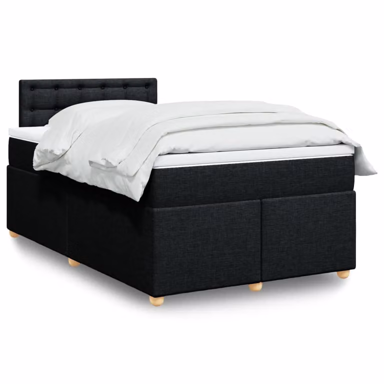 vidaXL Giroletto a Molle con Materasso Ibrido in Tessuto Nero e Bianco L/P/H: 120 x 190 cm