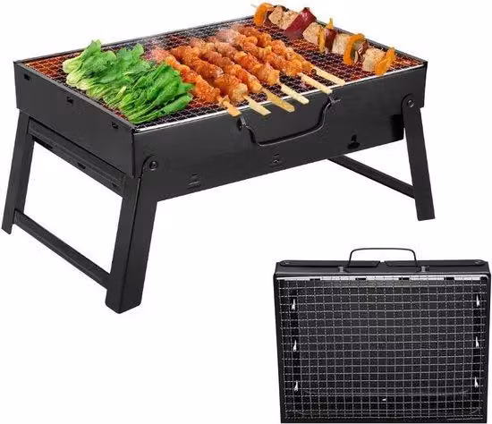 Barbecue compatto per campeggio e picnic, portatile, pieghevole, di grandi dimensioni