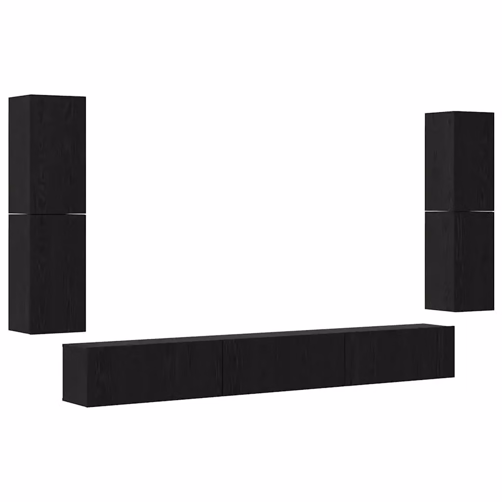 Unità TV moderna vidaXL da parete in legno MDF color rovere e nero, L 80 cm x P 30 cm x H 30,5 cm – 2