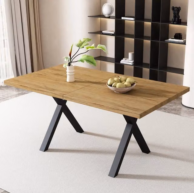 Tavolo da pranzo 140x80 cm rovere – gambe incrociate, struttura in metallo