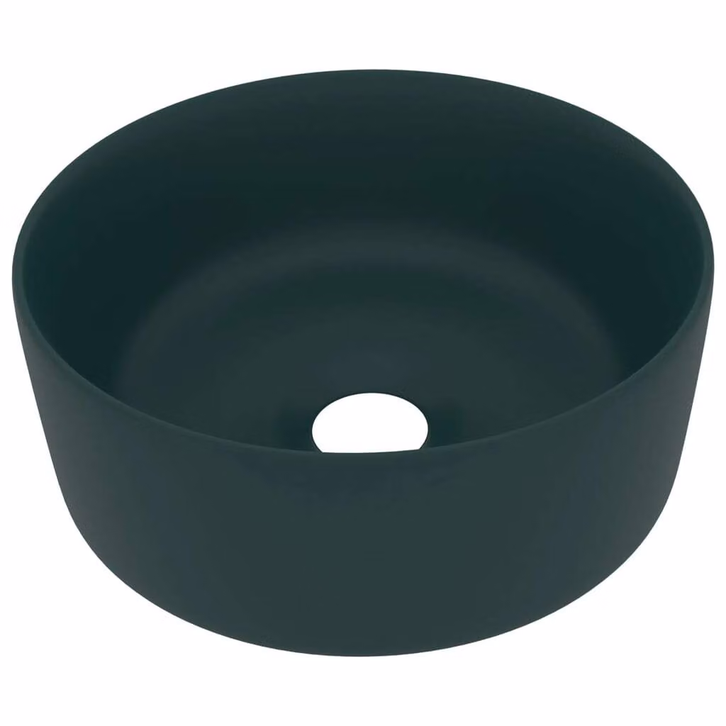 Lavandino Lusso Rotondo Verde Scuro Opaco 40x15 cm in Vetroceramica