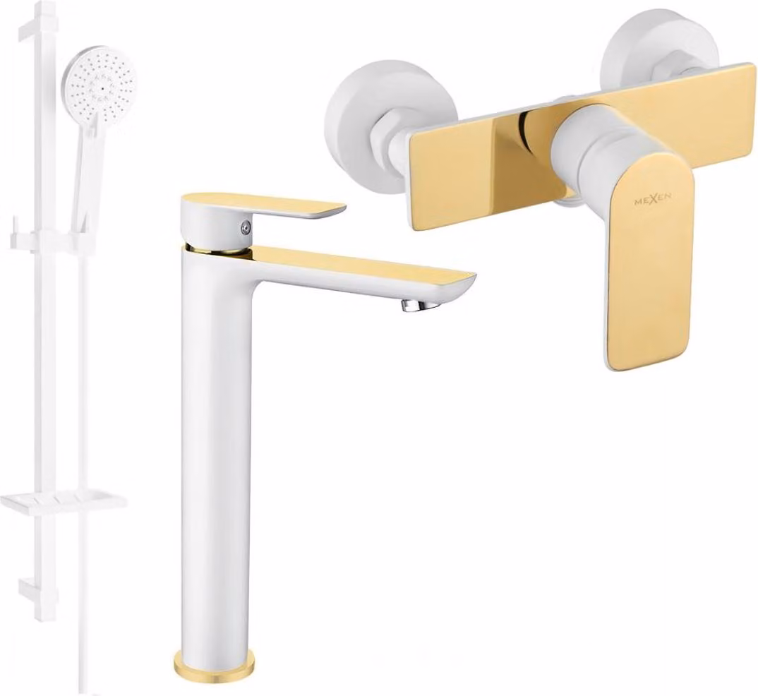 Mexen Alfa DQ40 set doccia, bianco/oro - 745714DQ40-25
