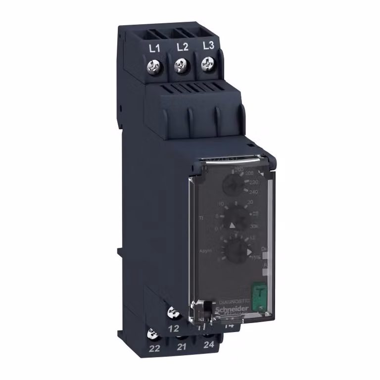 Monitoraggio della rete Schneider Electric per sequenza di fase, interruzione di fase e asimmetria, 200-240 V CA, 2 W RM22TA31
