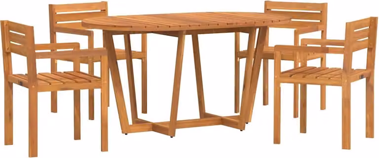 Set da pranzo da giardino da 5 pz in Legno Massello di Acacia