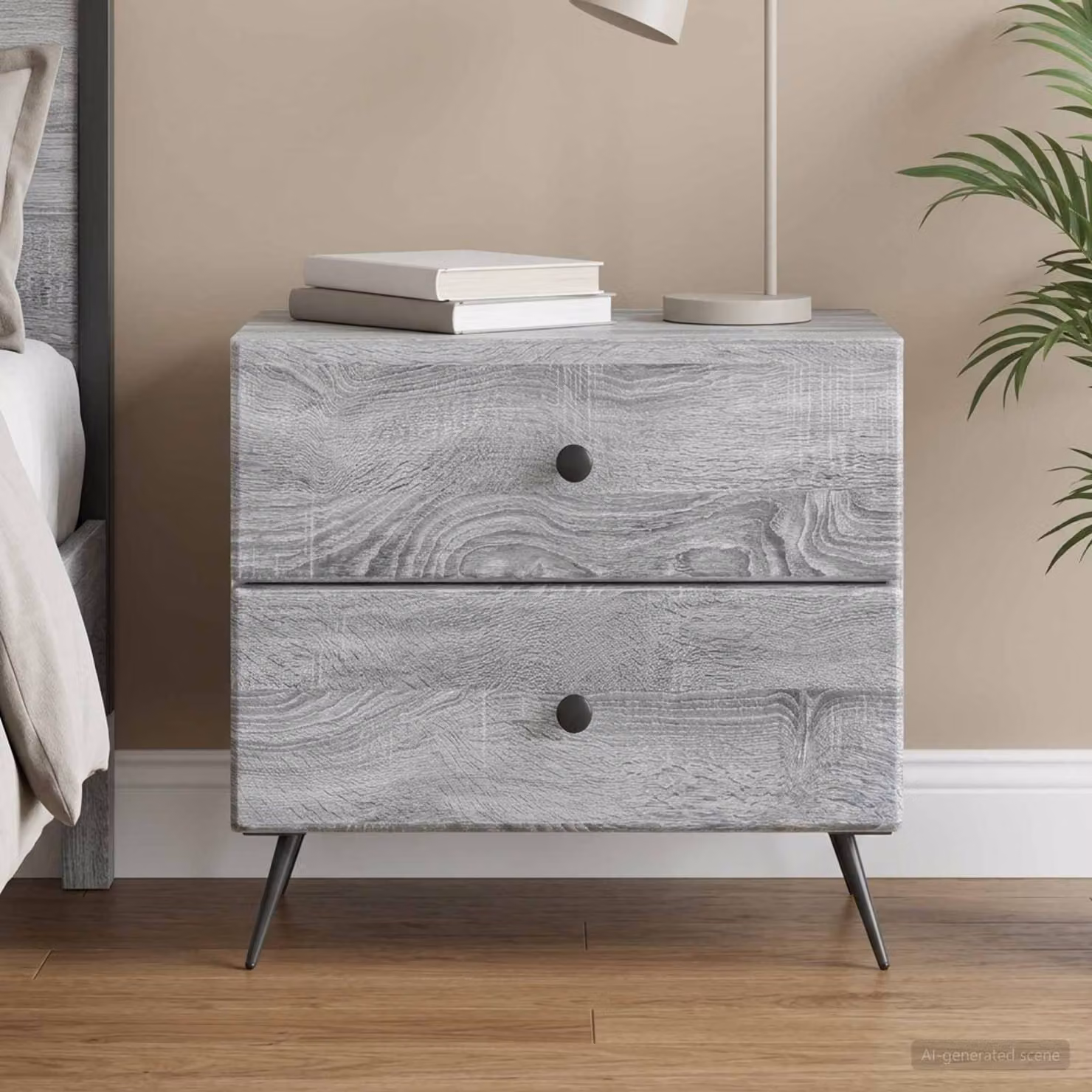 Armadio da Notte Moderno vidaXL Grigio Sonoma L: 62 cm, P: 34,5 cm, H: 47,5 cm