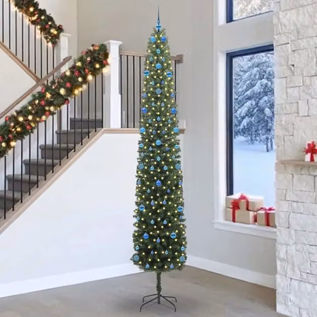 Albero di Natale artificiale moderno vidaXL verde con 300 LED luce bianca calda, Altezza: 300 cm