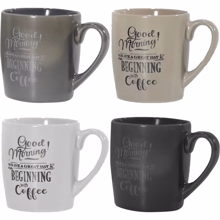 Set di 4 tazzoni multicolore in stoneware Gusto Casa, capacità 310 ml