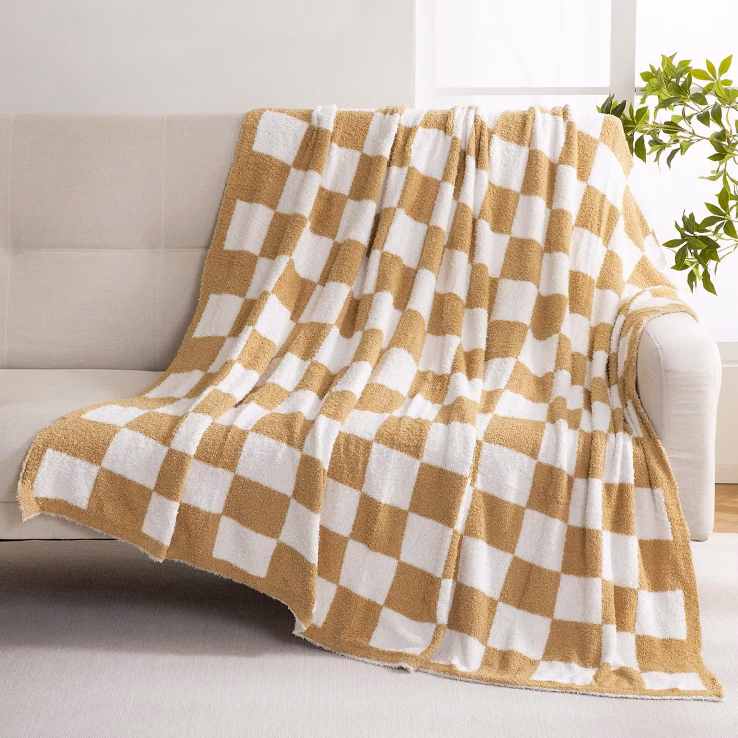 Coperta da letto a motivi geometrici, 155x180 cm, in microfibra, morbida e calda