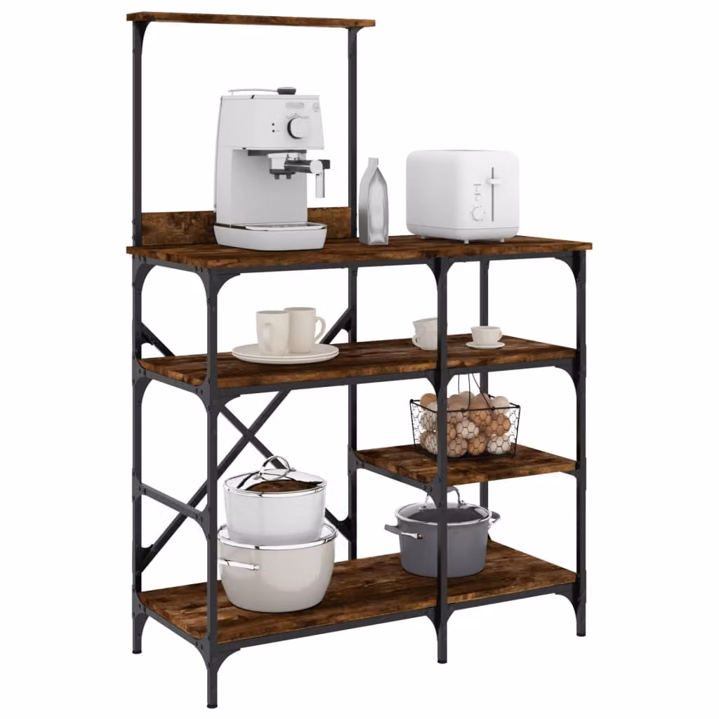 Mobile da cucina vidaXL in stile industriale, Rovere Fumo, L 90 cm x P 40 cm x H 132 cm, in legno e metallo