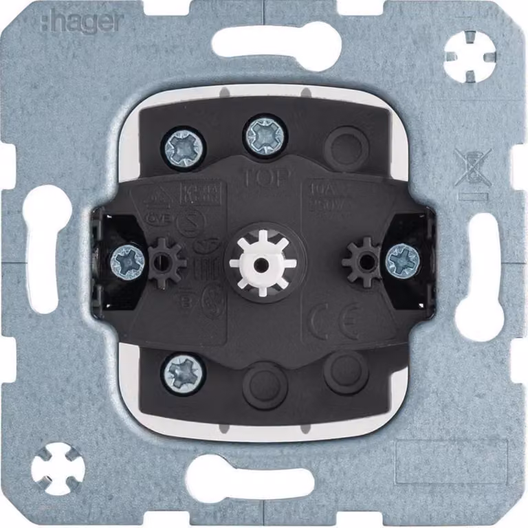 Interruttore rotativo per tapparelle Hager 1 polo WDE384103 da incasso, con funzione a scatto per elemento centrale con