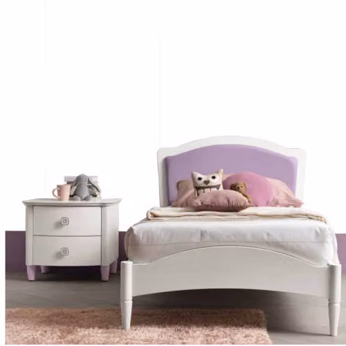 Letto singolo classico con testata imbottita Omega