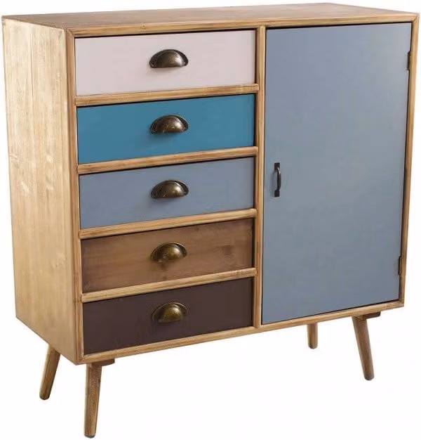 Mobiletto Levis 80x35x85 h cm in Legno Multicolor