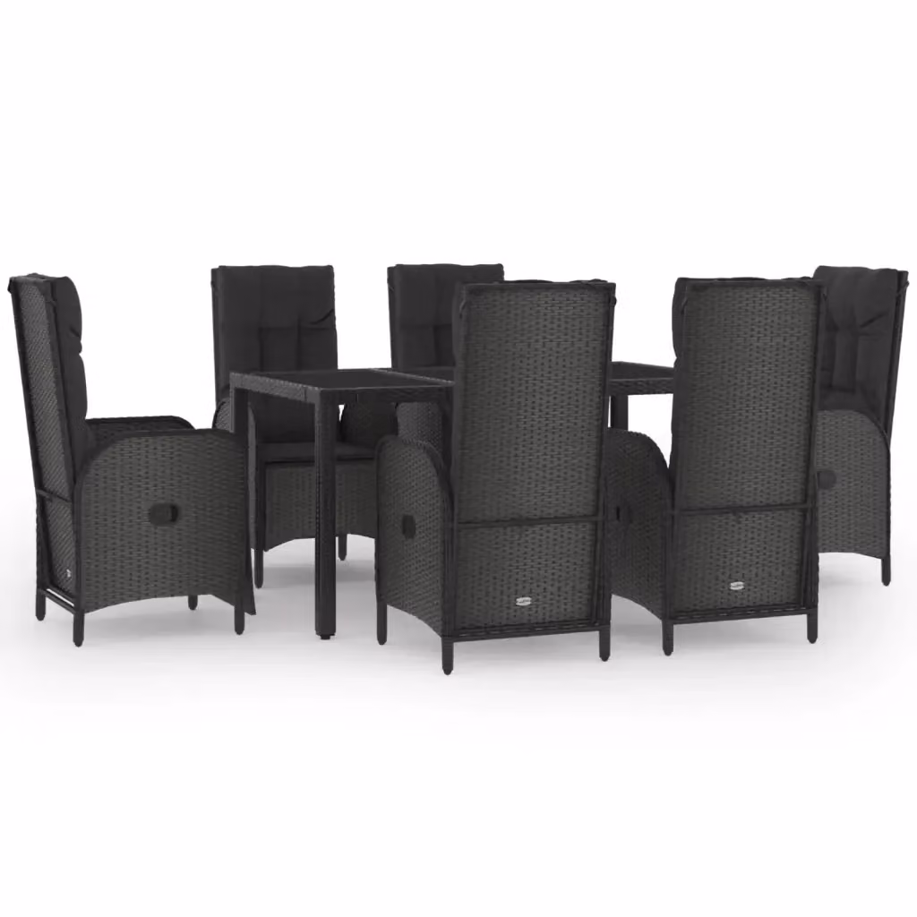 Set da pranzo da giardino moderno vidaXL in legno di acacia e polyrattan nero con 7 pezzi – 2