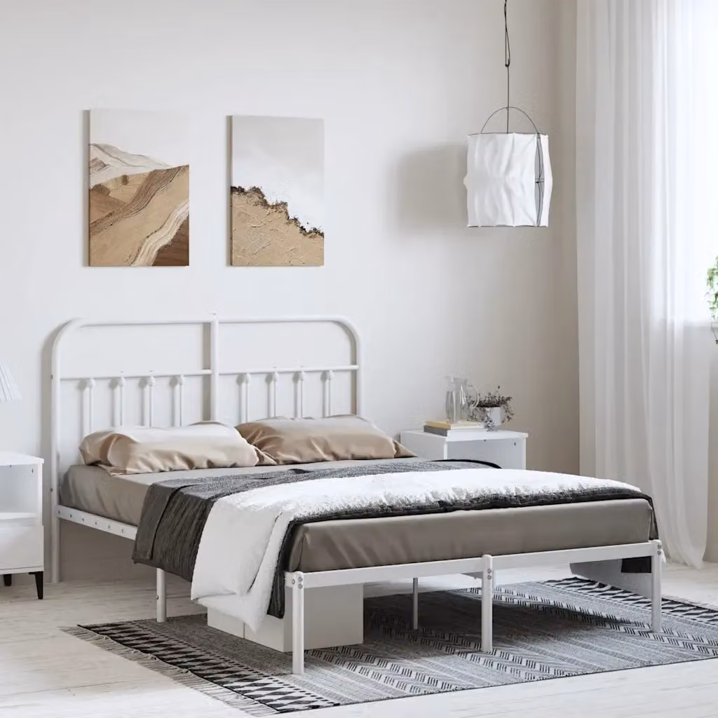 Letto matrimoniale per adulti con testiera in metallo bianco Design In L/P/H: 150 x 200 cm – 2