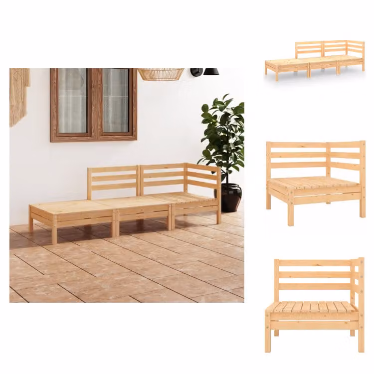 vidaXL Set di 3 pezzi da giardino in pino massiccio - Set di mobili da giardino