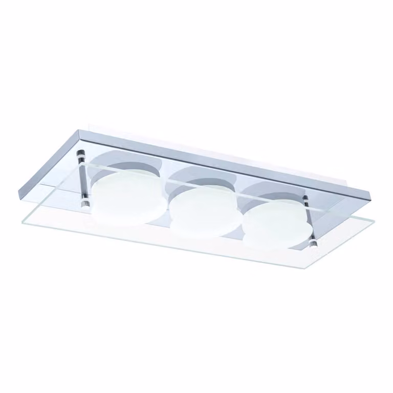 Applique Plafoniera ABIOLA LED 3x6W acciaio cromato, vetro trasparente, satinato 3000K L:33cm L:11,5cm H:5,5cm