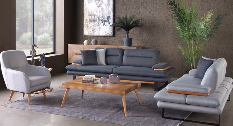 Modern Wohnzimmer set von 3tlg. Sofagarnitur 3+2+1 Sitzer Grau Couchen