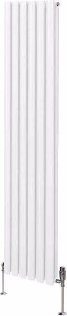 Radiatore a colonna ovale e valvole cromate TRV Designer bianco 1800mm x 360mm