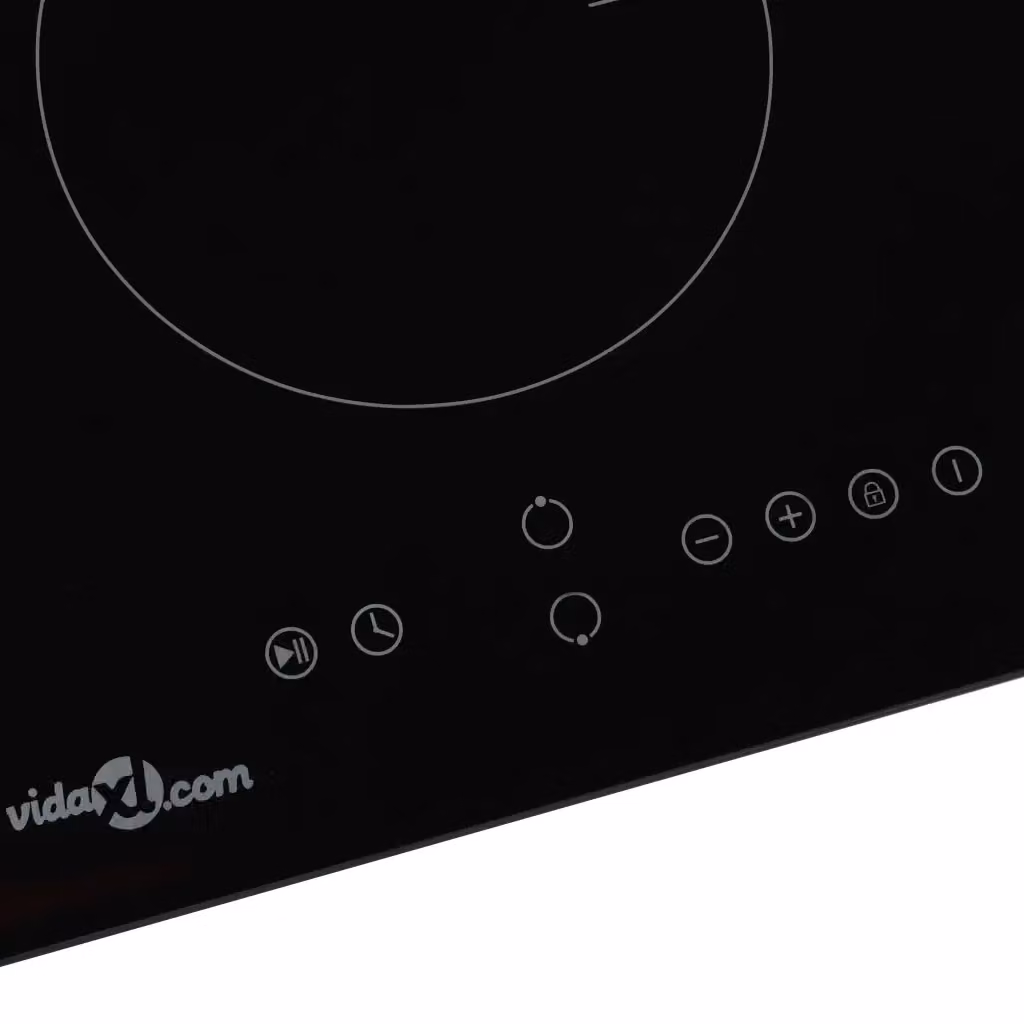 Piano Cottura a Induzione a 2 Zone vidaXL, Vetro Nero, Incasso, con Timer e Blocco Sicurezza Bambini – 2