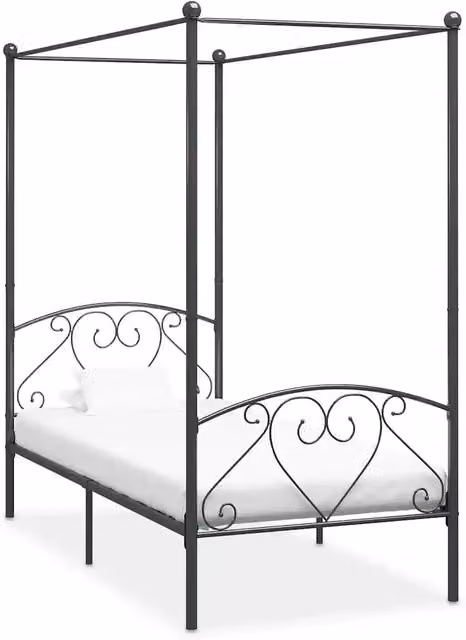 Giroletto Baldacchino senza Materasso Grigio 100x200 cm Metallo 284441