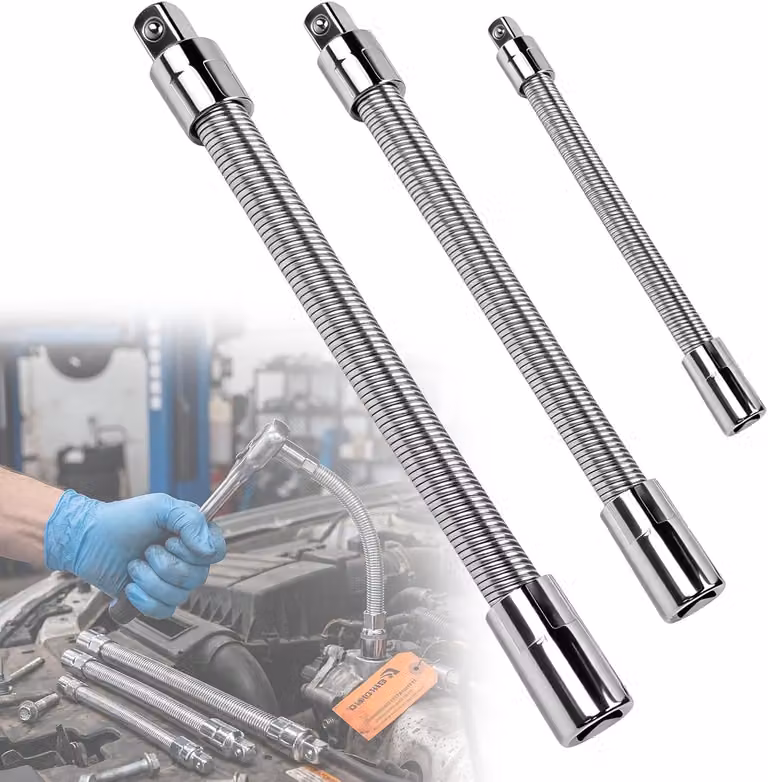 Prolunga flessibile per chiavi, 3 pezzi, 1/4", 3/8", 1/2", per utensili