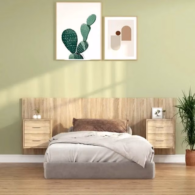 Testiera Letto con Comodini Integrati vidaXL in Legno Rovere, Marrone, L: 120 cm, P: 32,5 cm, H: 80 cm