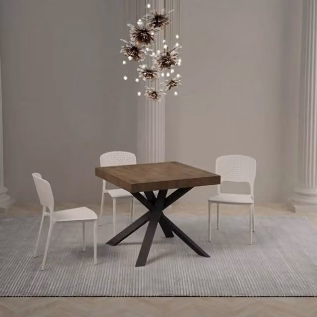 Tavolo allungabile 90/194x90 cm Clerk Premium colore noce gambe antracite