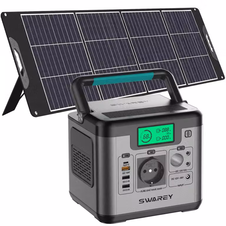 Stazione di alimentazione portatile da 500W (valore di picco 1000W) Stazione di alimentazione 518Wh/144000mAh Generatore solare Generatore di energia Accumulatore solare con pannelli solari da 200W Sistemi solari Caricabatterie Cella solare Scatola solare