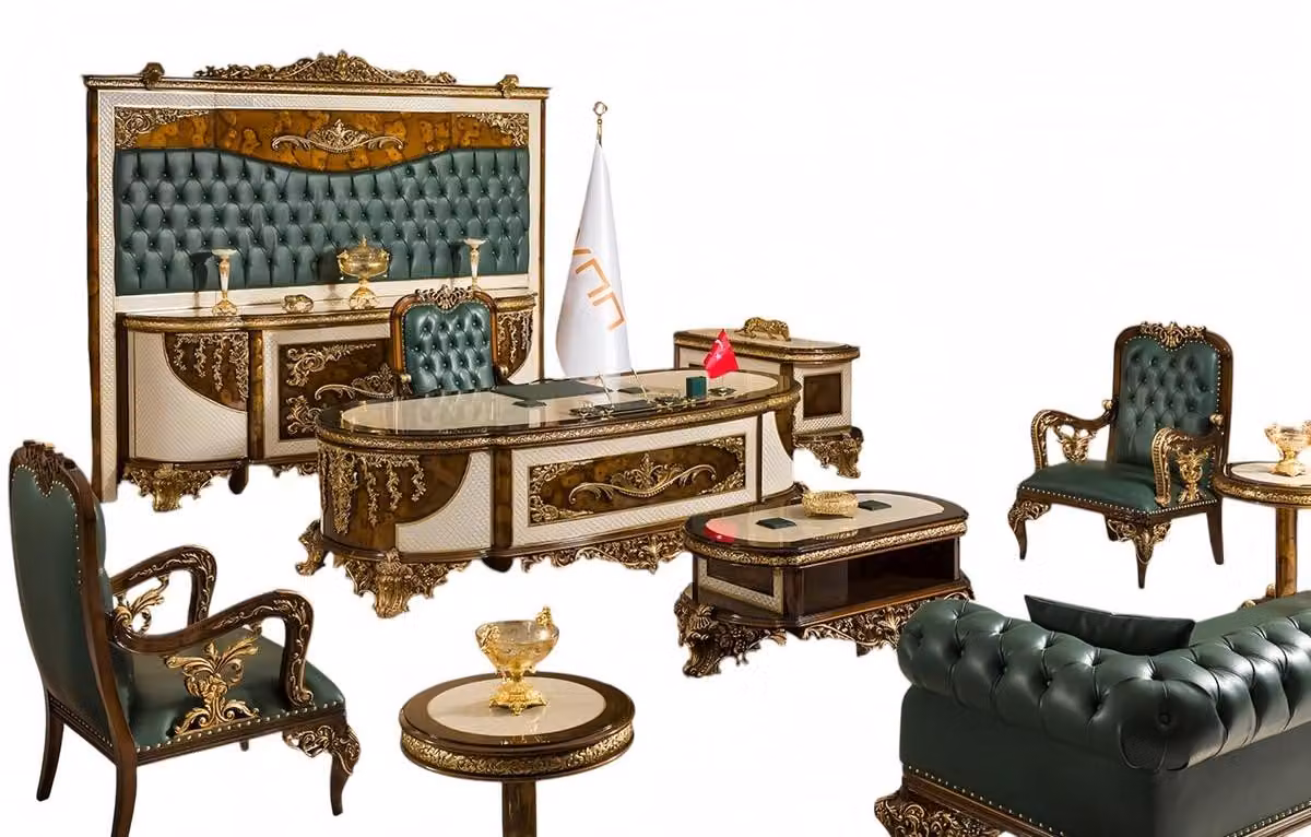 Arbeitszimmer Möbel Office Büroeinrichtung Tisch Sessel Sofa Sideboard 9tlg